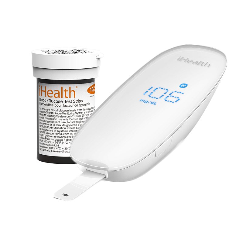 iHealth Gluco Connected Smart Glucometer with 10 iHealth Test Strips ...